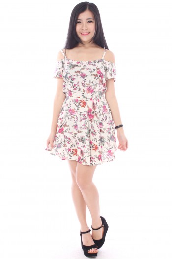 Floral Slit Sleeves Dress - The Label Junkie